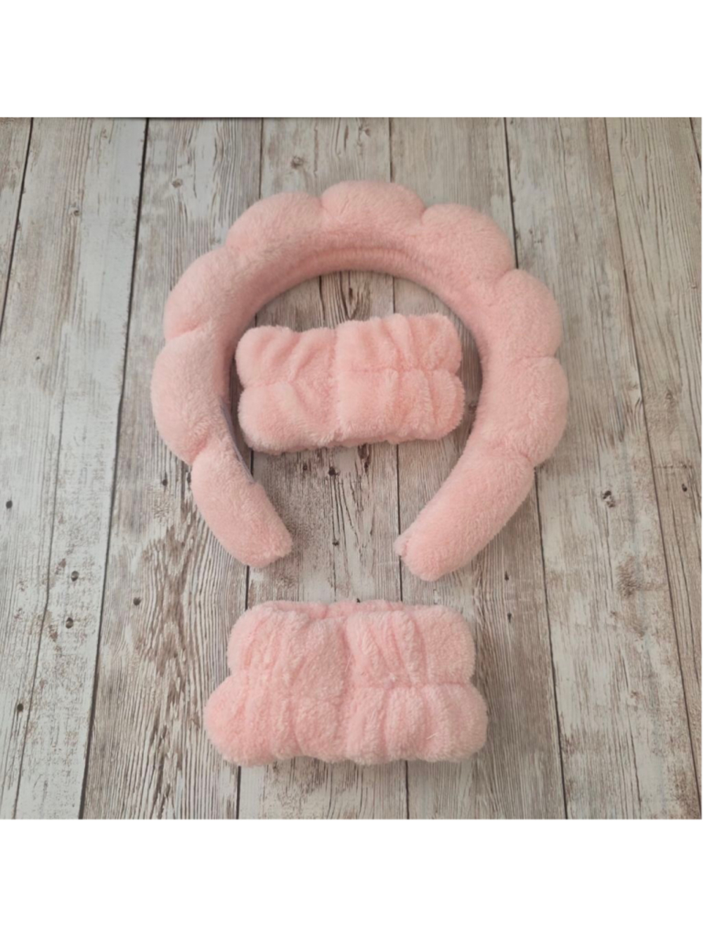 Unbranded Pink Fluffy Headband & Wristbands Set NWOT
